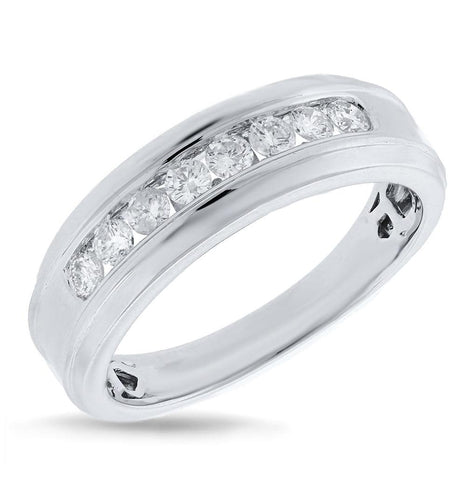 0.55 Ctw 14k White Gold Diamond Mens Band