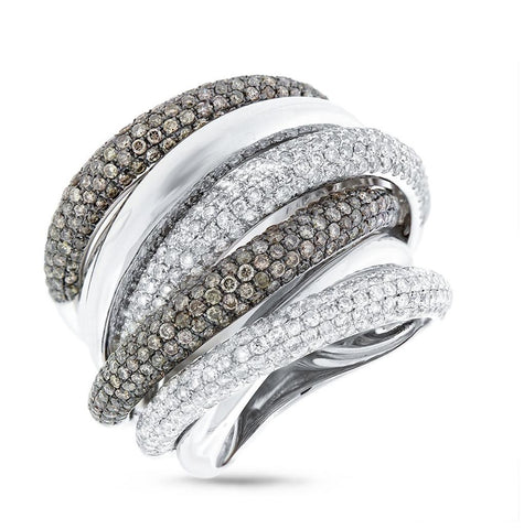 3.49 Ctw 14k White Gold White And Champagne Diamond Bridge Ring