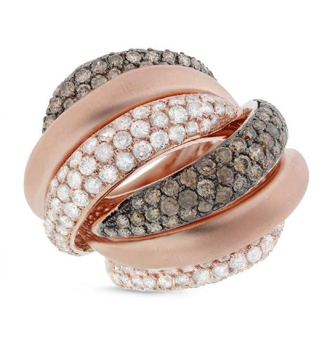 4.40 Ctw 14k Rose Gold White And Champagne Diamond Bridge Ring