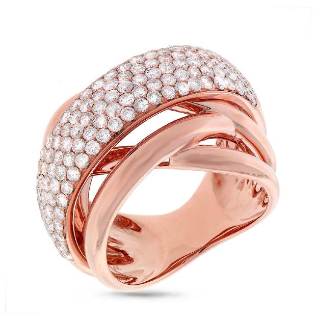 2.25 Ctw 14k Rose Gold Diamond Bridge Ring