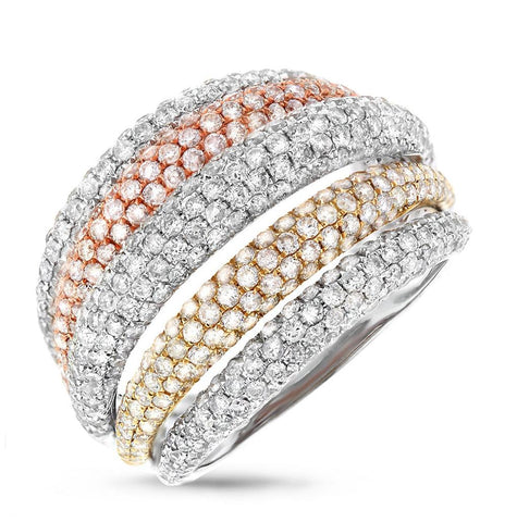 3.17 Ctw 14k Three-tone Gold Diamond Pave Womens Ring