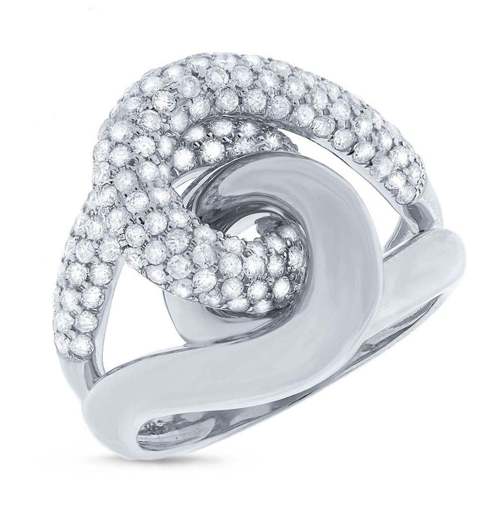 1.52 Ctw 14k White Gold Diamond Knot Ring Size 6.5