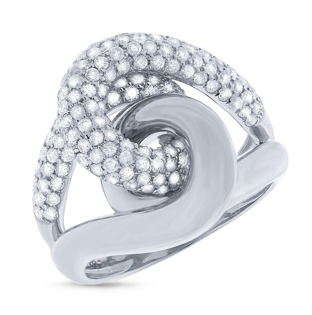 1.52 Ctw 14k White Gold Diamond Knot Ring