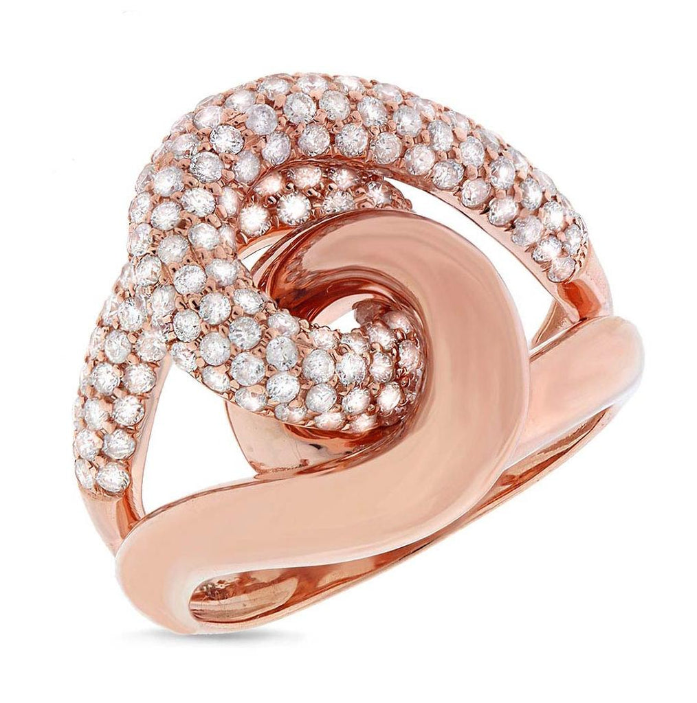 1.52 Ctw 14k Rose Gold Diamond Knot Ring Size 6.5