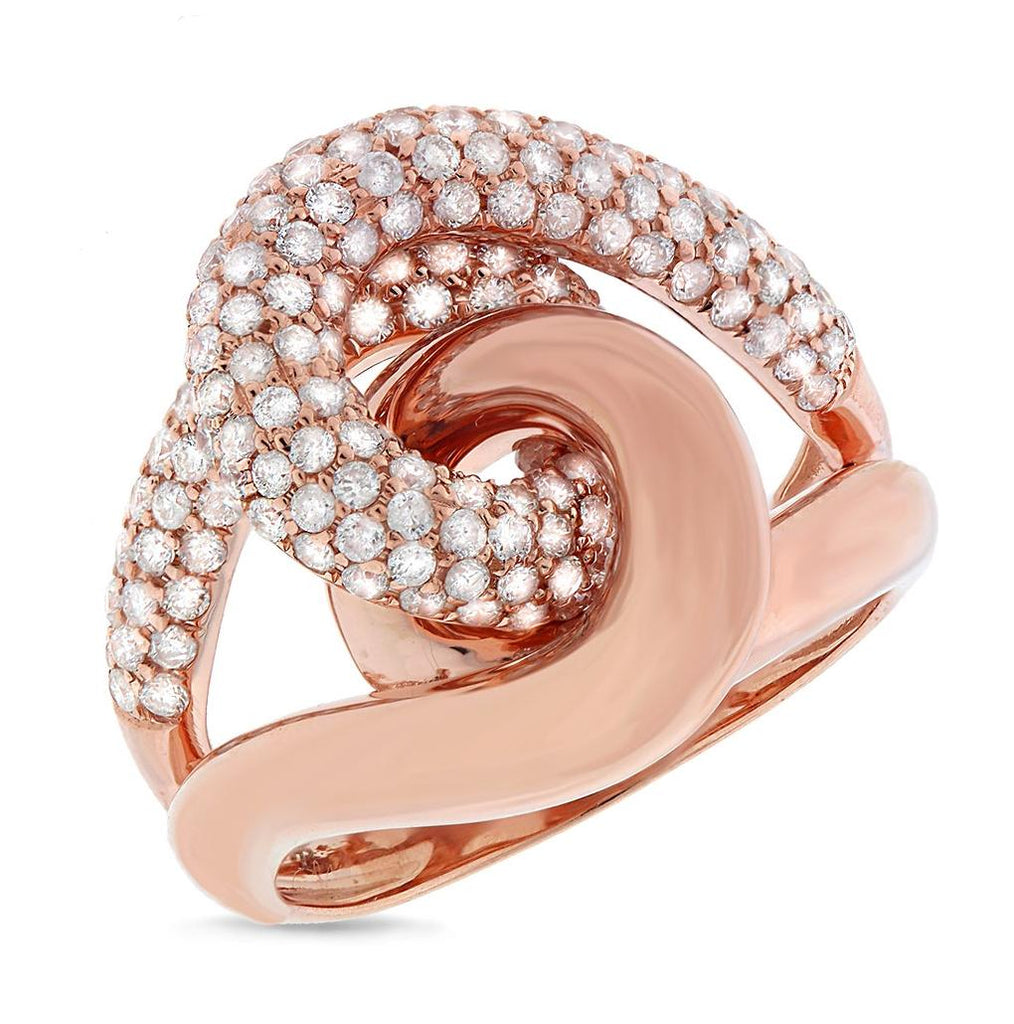 1.52 Ctw 14k Rose Gold Diamond Knot Ring