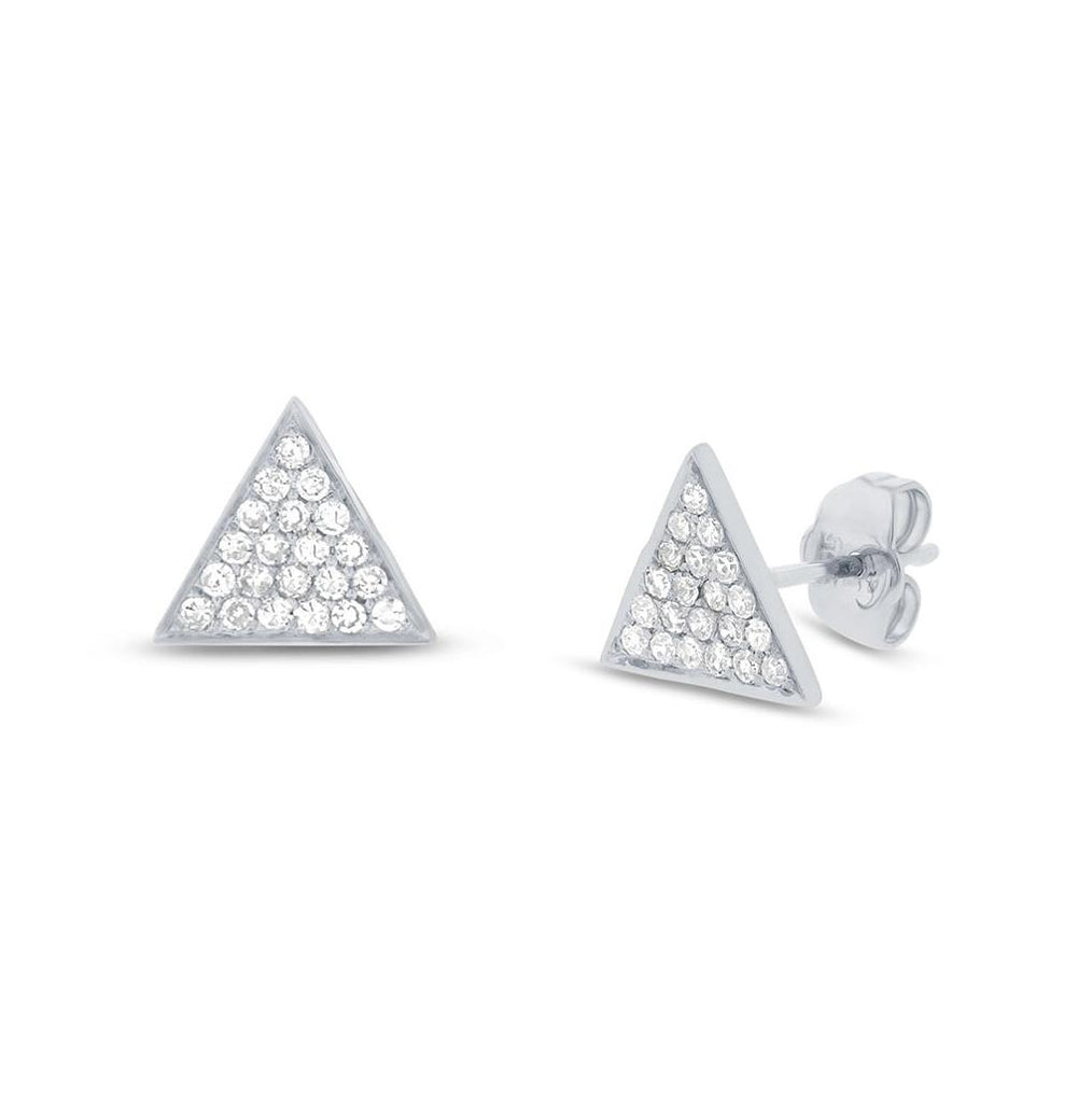 0.31 Ctw 14k White Gold Diamond Pave Triangle Earring