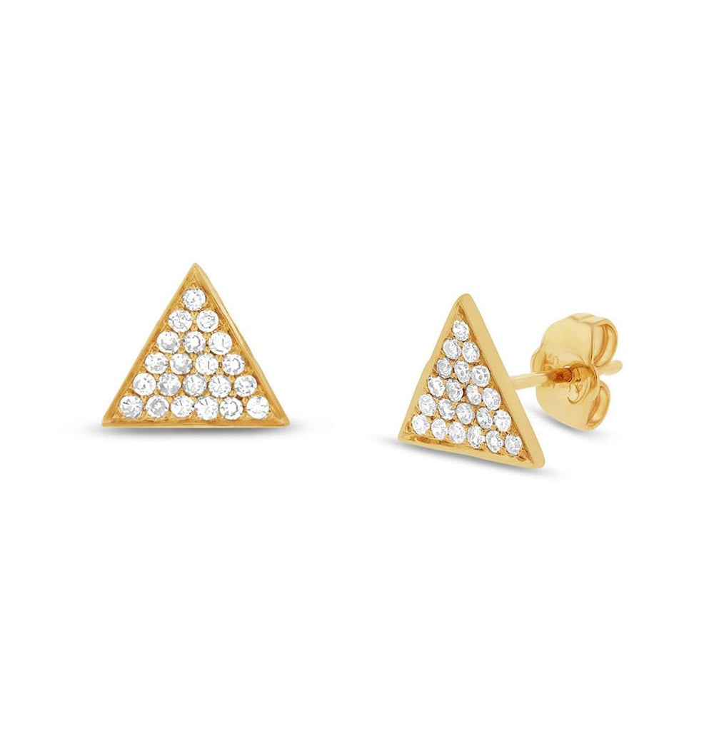 0.31 Ctw 14k Yellow Gold Diamond Pave Triangle Earring