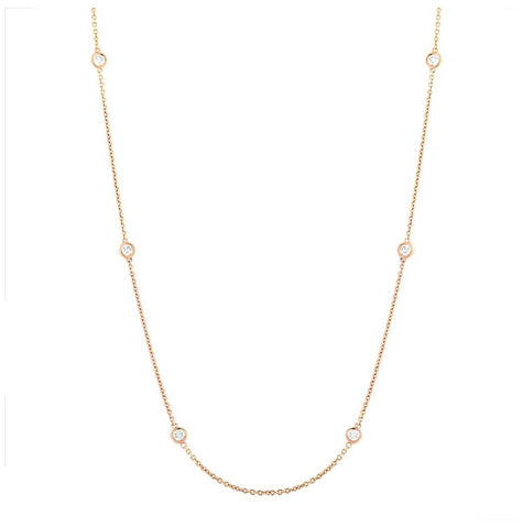 0.77 Ctw 14k Yellow Gold 24" Diamonds By The Yard Chain