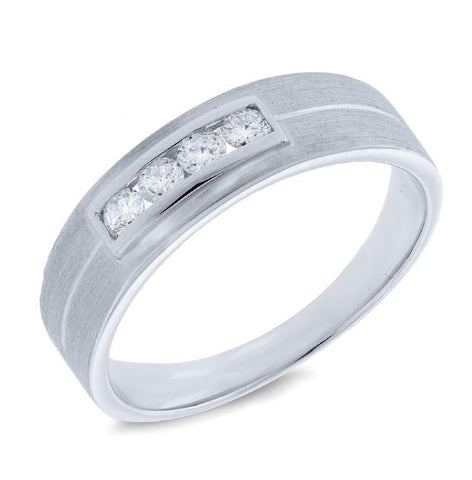 0.31 Ctw 14k White Gold Diamond Mens Band