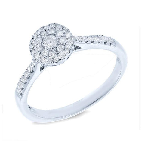 0.37 Ctw 14k White Gold Diamond Cluster Womens Ring