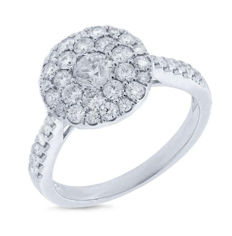 1.15 Ctw 14k White Gold Diamond Cluster Womens Ring