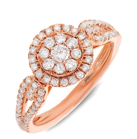 0.65 Ctw 14k Rose Gold Diamond Womens Ring