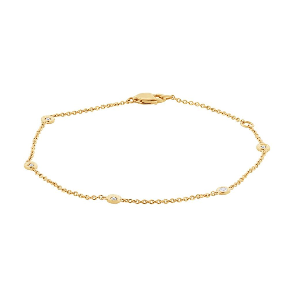 0.13 Ctw 14k Yellow Gold 7" Diamonds By The Yard Bracelet