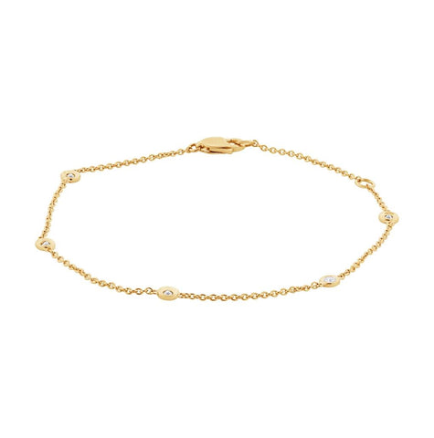 0.13 Ctw 14k Yellow Gold 7" Diamonds By The Yard Bracelet