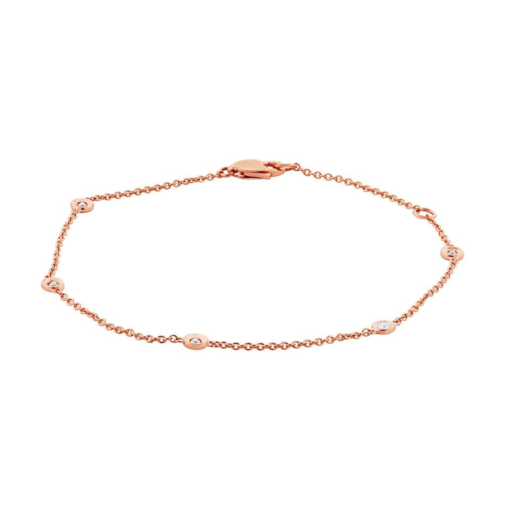 0.13 Ctw 14k Rose Gold 7" Diamonds By The Yard Bracelet