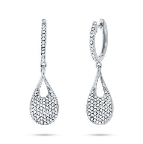 0.53 Ctw 14k White Gold Diamond Pave Earring