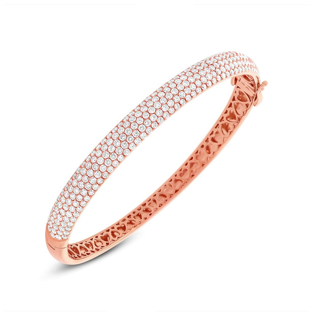 5.88 Ctw 18k Rose Gold Diamond Bangle Bracelet