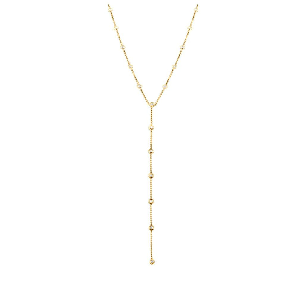 0.48 Ctw 14k Yellow Gold Diamonds By The Yard Lariat Necklace