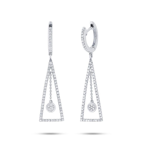 0.42 Ctw 14k White Gold Diamond Triangle Earring