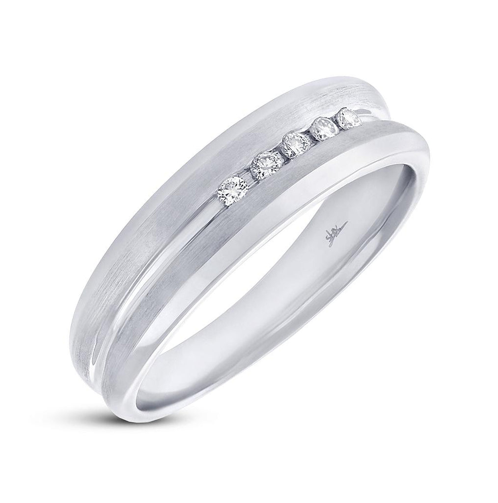 0.12 Ctw 14k White Gold Diamond Mens Band