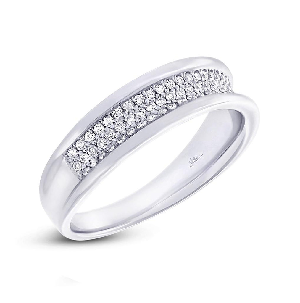 0.40 Ctw 14k White Gold Diamond Pave Mens Band