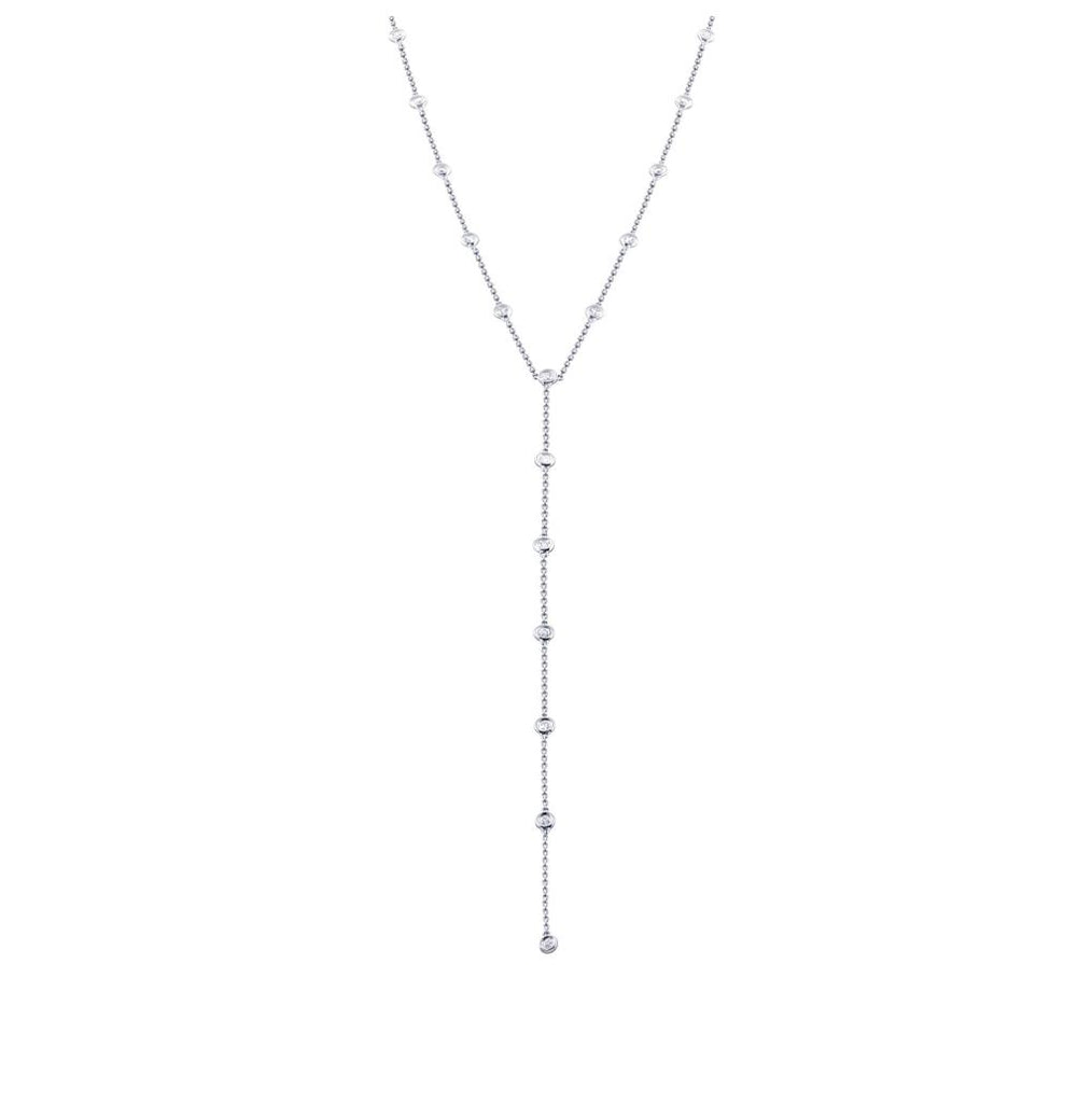 0.48 Ctw 14k White Gold Diamonds By The Yard Lariat Necklace