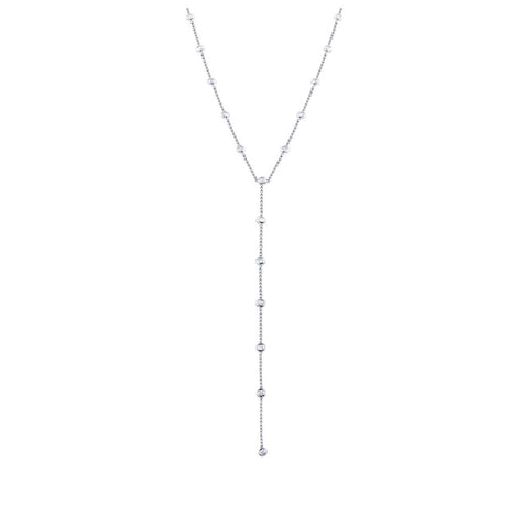 0.48 Ctw 14k White Gold Diamonds By The Yard Lariat Necklace