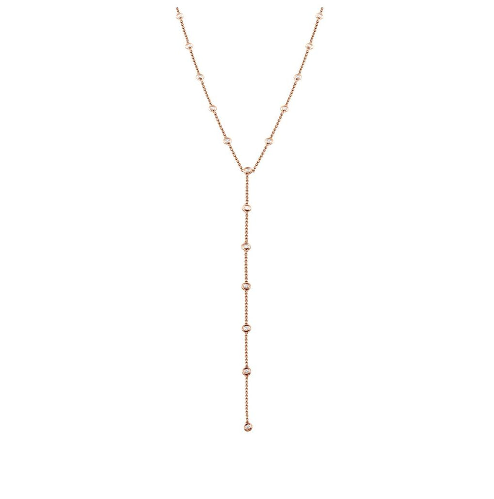 0.48 Ctw 14k Rose Gold Diamonds By The Yard Lariat Necklace