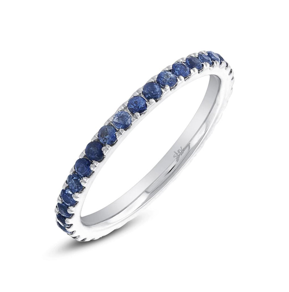 0.85 Ctw 14k White Gold Blue Sapphire Eternity Band Size 6