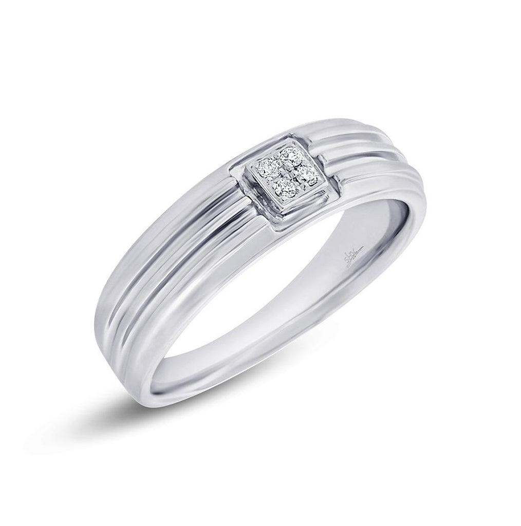 0.06 Ctw 14k White Gold Diamond Mens Band