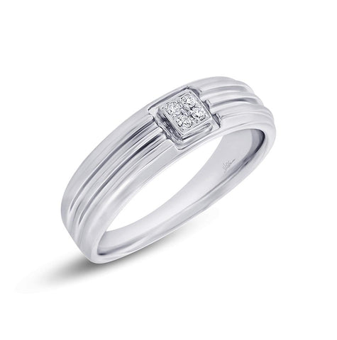 0.06 Ctw 14k White Gold Diamond Mens Band