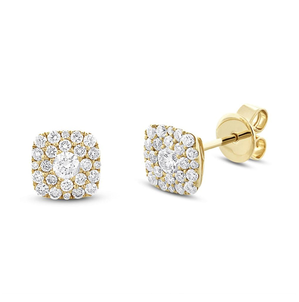 0.53 Ctw 14k Yellow Gold Diamond Cluster Earring