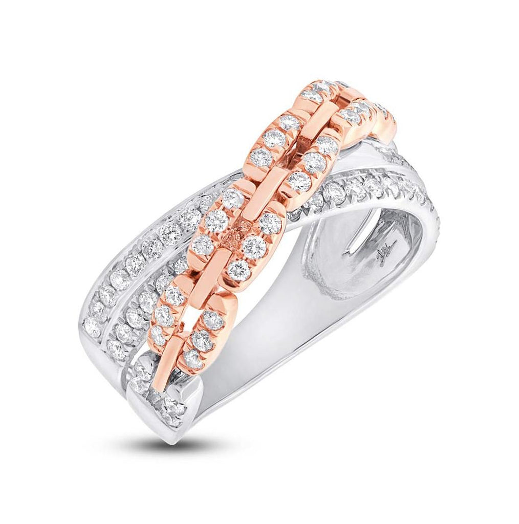 0.67 Ctw 14k Two-tone Rose Gold Diamond Link Bridge Ring