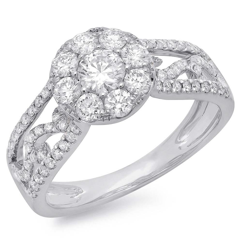 1.07 Ctw 14k White Gold Diamond Womens Ring