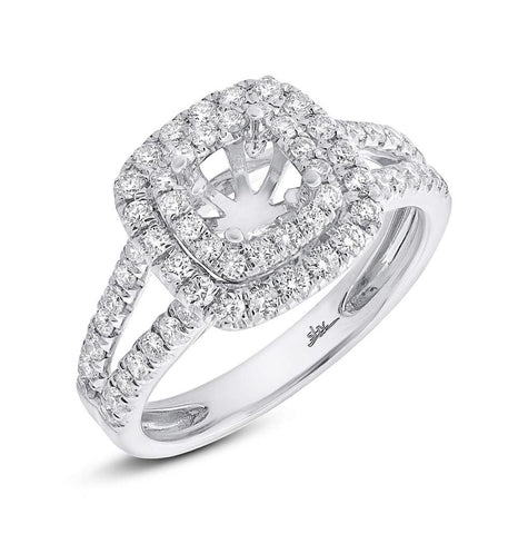 0.75 Ctw 14k White Gold Diamond Semi-mount Ring For 5.55x5.37x3.98mm Center Size 7.5