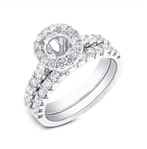 1.19 Ctw 14k White Gold Diamond Semi-mount Ring 2-pc