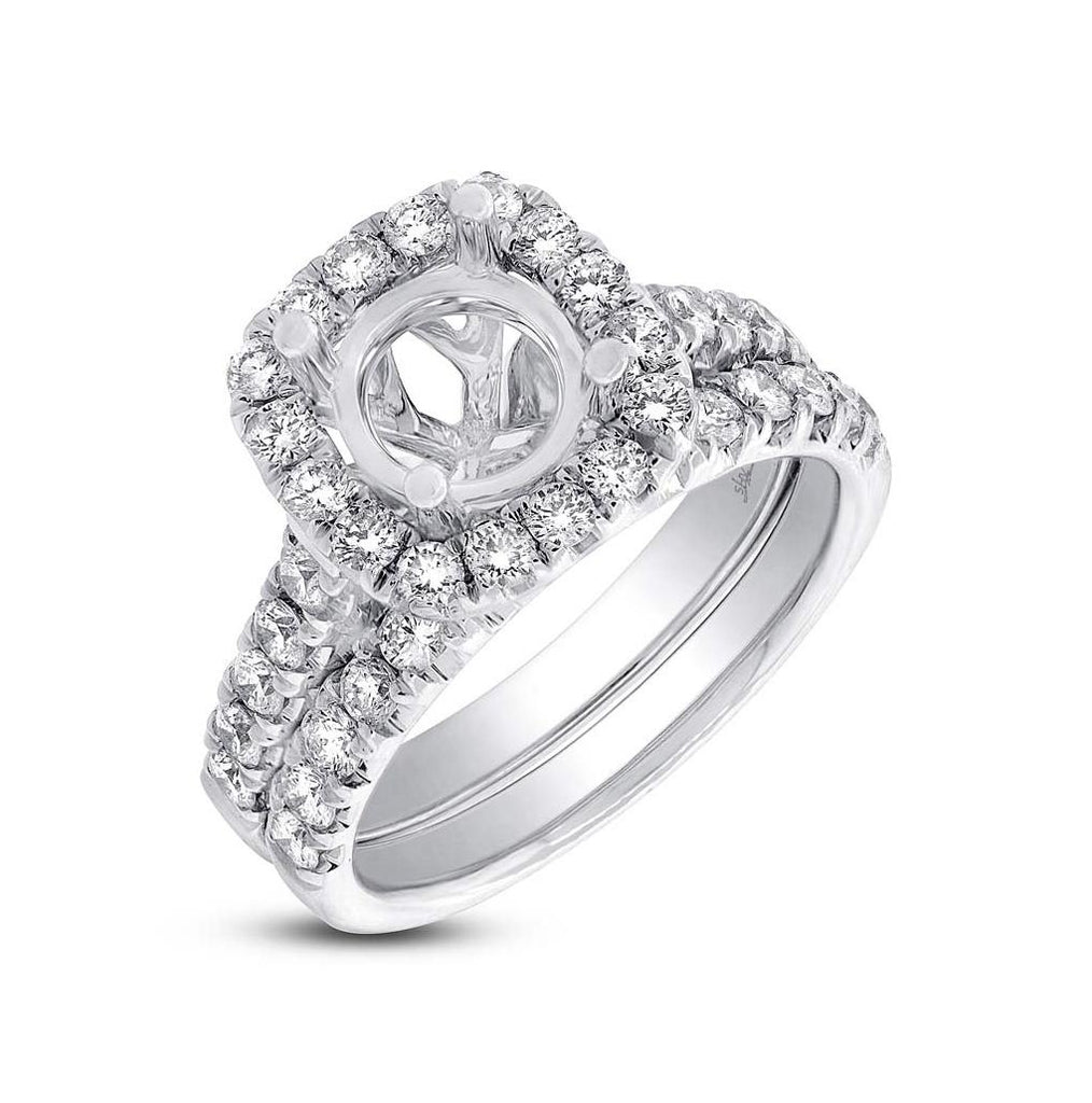 1.25 Ctw 14k White Gold Diamond Semi-mount Ring 2-pc