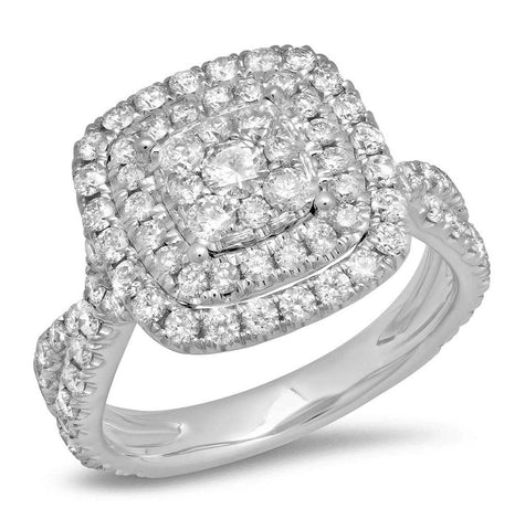 1.54 Ctw 14k White Gold Diamond Womens Ring