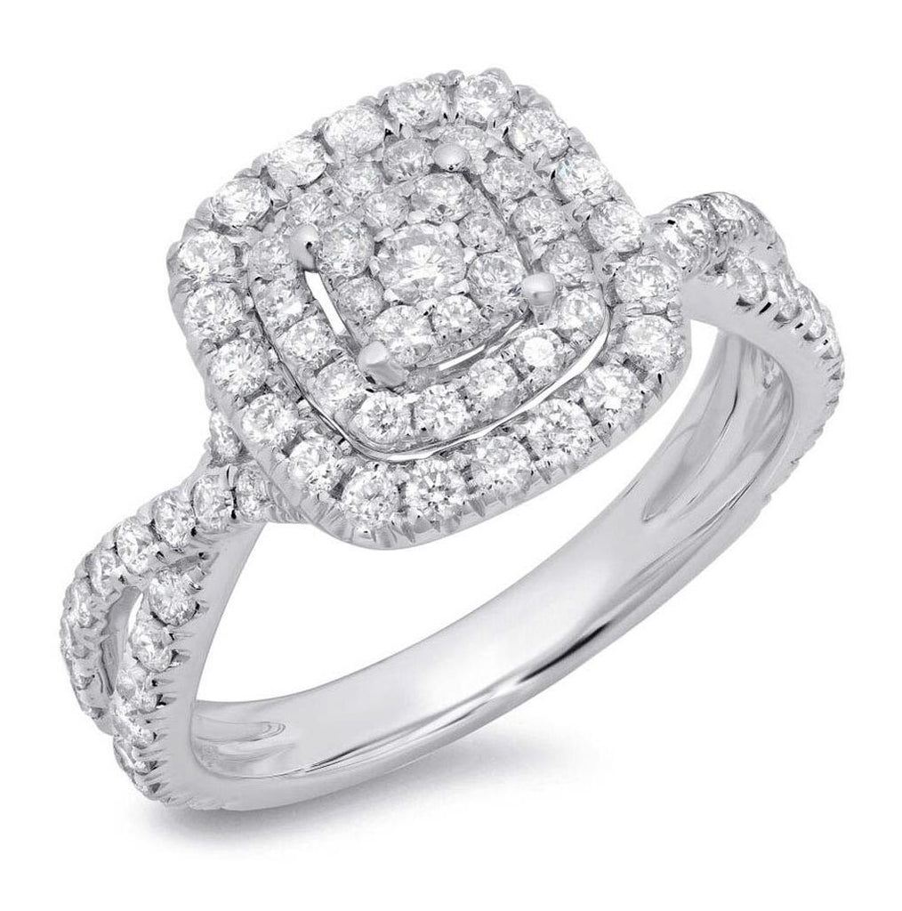 1.08 Ctw 14k White Gold Diamond Womens Ring