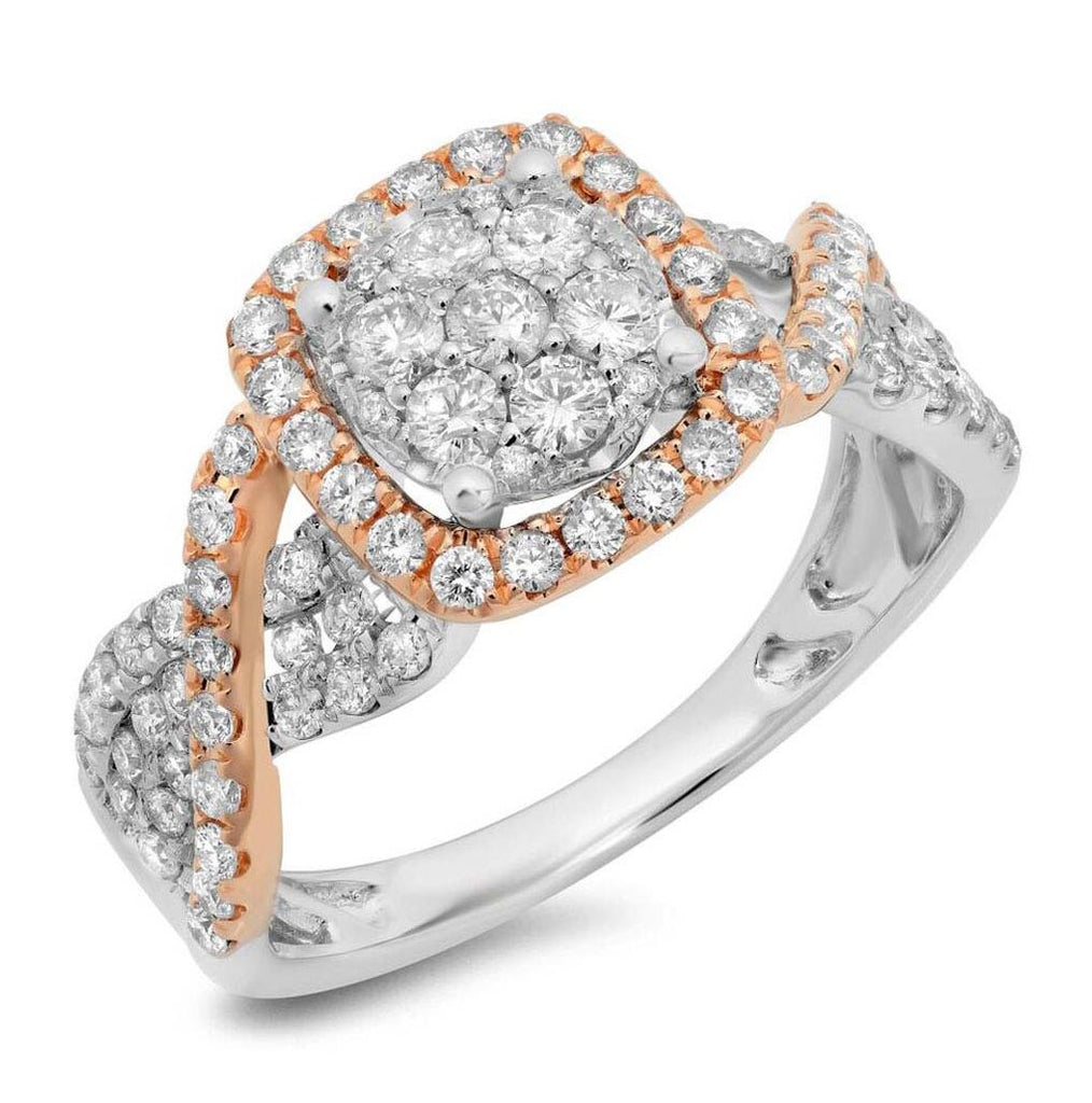 0.99 Ctw 14k Two-tone Rose Gold Diamond Womens Ring