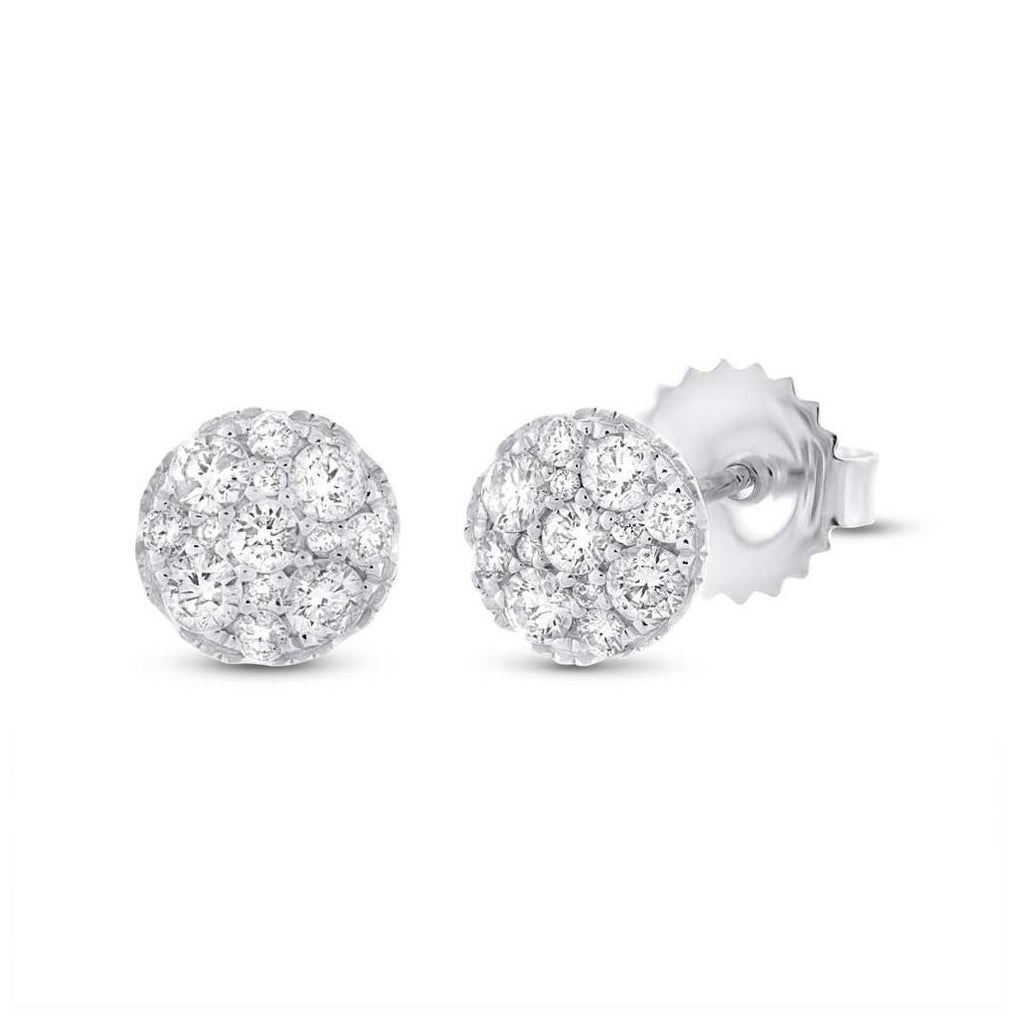 0.51 Ctw 14k White Gold Diamond Cluster Earring