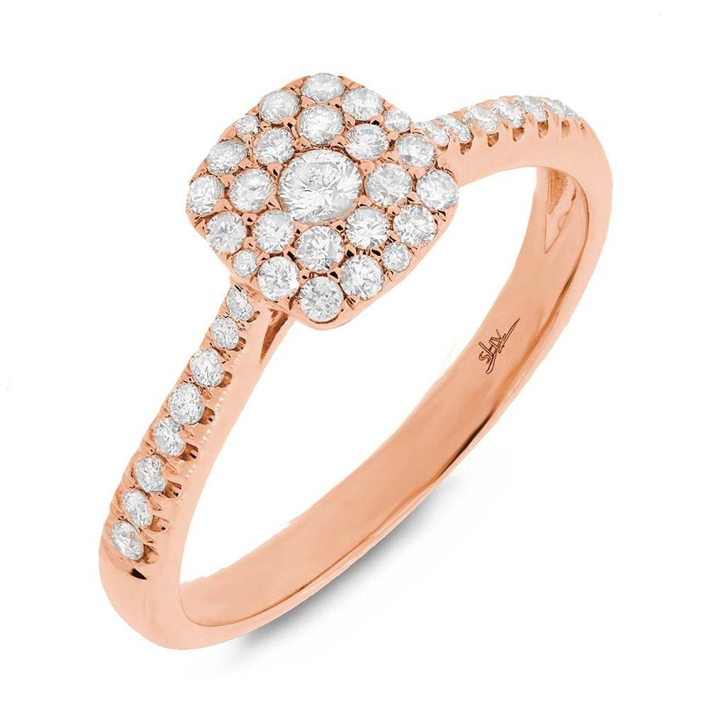 0.40 Ctw 14k Rose Gold Diamond Cluster Womens Ring