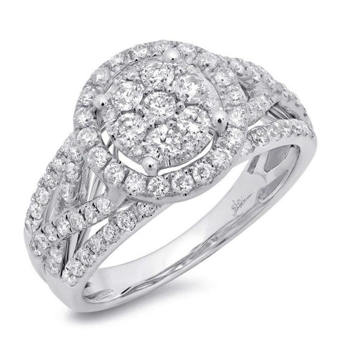 1.02 Ctw 14k White Gold Diamond Womens Cluster Ring