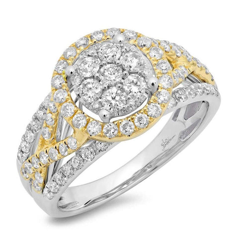 1.02 Ctw 14k Two-tone Gold Diamond Womens Cluster Ring