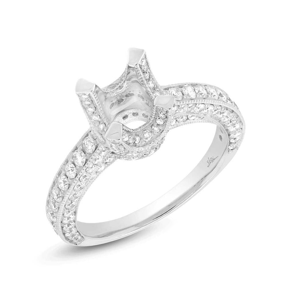 1.40 Ctw 18k White Gold Diamond Semi-mount Ring Size 7.5