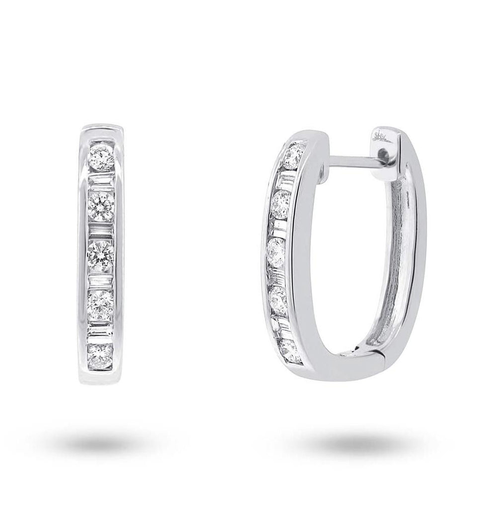 0.53 Ctw 14k White Gold Diamond Hoop Earring