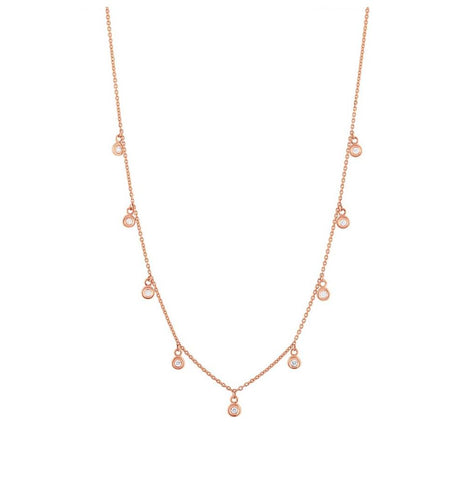 0.22 Ctw 14k Rose Gold Diamond Necklace