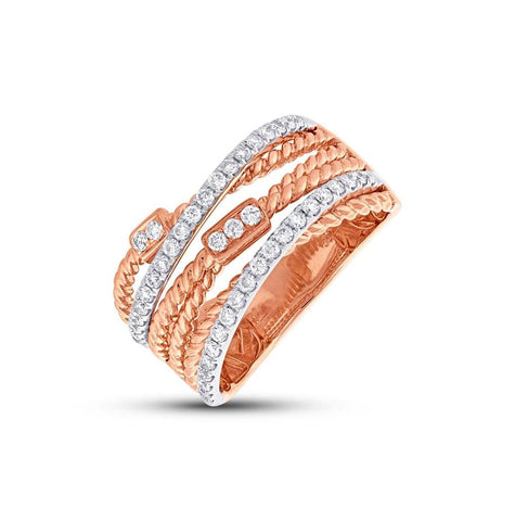 0.43 Ctw 14k Two-tone Rose Gold Diamond Womens Ring