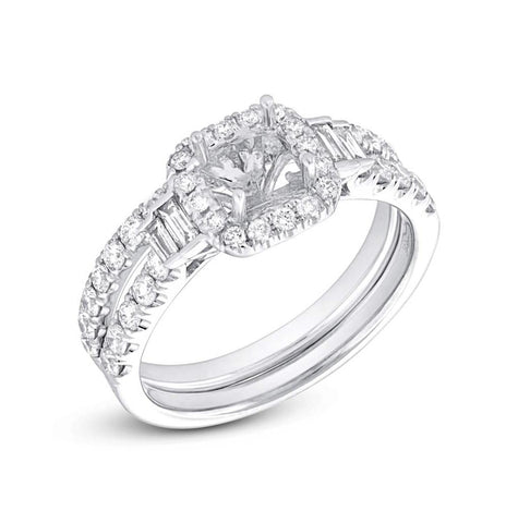 0.85 Ctw 14k White Gold Diamond Semi-mount Ring