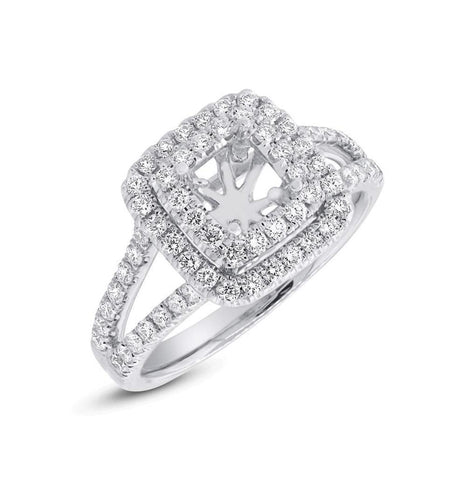 0.69 Ctw 14k White Gold Diamond Semi-mount Ring For 5x5mm Center